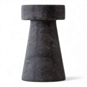 Par de Portavelas de Piedra Beige Natural con Forma Cónica y Estilo Rústico Moderno - Product Image 6