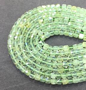 Natural Green Prehnite Faceted Cube Loose Gemstone <b>Beads</b> 6mm 8mm Prehnite Healing <b>Crystal</b> <b>Bead</b> Strands Jewelry Necklace Making - Product Image 6