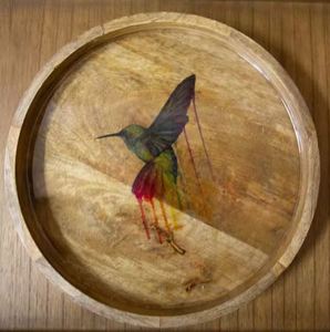 Assiettes à dîner en bois décoratives de Noël de forme ronde pour la table à manger décorative au design moderne - Product Image 1