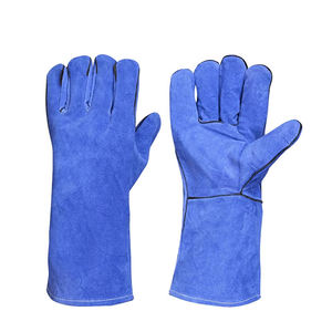Guantes de soldadura de doble palma de cuero dividido de piel de vaca personalizados Protección de trabajo de seguridad de construcción industrial al aire libre resistente - Product Image 1