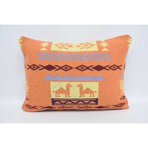 Almohada de lana geométrica Floral Vintage naranja 20x28 pulgadas estilo tradicional lavable Boho característica para uso doméstico - Product Image 1