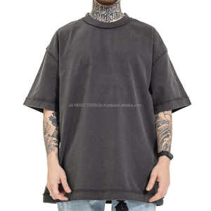 Boxy เสื้อยืดฮิปฮอป250 GSM ไหล่ตกเสื้อยืดผ้าฝ้ายพิมพ์ลายกราฟิกเฮฟวี่เวทเสื้อยืดโอเวอร์ไซส์สำหรับผู้ชาย - Product Image 2