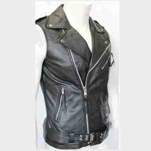 Nouveau gilet de moto en cuir personnalisé pour hommes, vente en gros, avec fermeture éclair et boutons, gilet décontracté en cuir avec poches, veste sans manches pour motards - Product Image 5