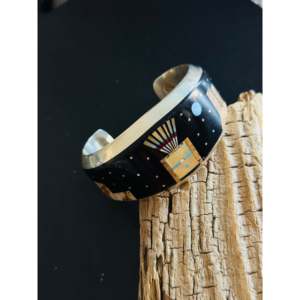 Vintage Emory Yazzie Galaxy <b>Cuff</b> <b>Bracelet</b> Multi-Stone & Sterling <b>Silver</b> Inlay Fashionable Accessory - Product Image 4