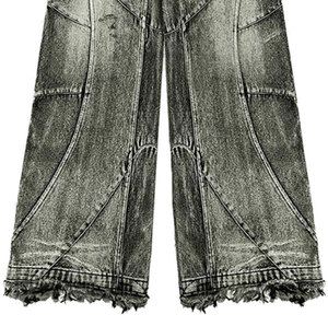 Pantalones Cargo de Hip Hop de Heavy Metal negros personalizados para hombre, 100% de algodón, cintura media, estilo de calle frontal plano - Product Image 4