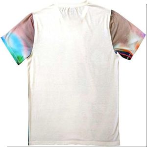 เสื้อยืดผ้าฝ้าย100% แห้งเร็วพิมพ์ลายซับลิเมชันสีทึบแขนสั้นดีไซน์เรียบสำหรับฟิตเนส - Product Image 3