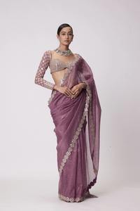 ชุดส่าหรีดีไซน์ใหม่ล่าสุดผ้าจอร์เจียแท้สไตล์อินเดียสำหรับสุภาพสตรีดีไซน์ใหม่ล่าสุด - Product Image 4