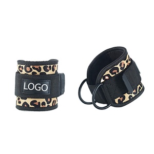 Correas de tobillo ajustables con logotipo personalizado, puños de tobillo para levantamiento de pesas con anillo en D doble para entrenamiento de piernas en el gimnasio - Product Image 1