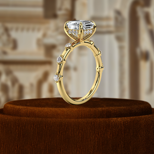 แหวนเพชร 1 กะรัต ทรง Asscher เพชรเลี้ยงในห้องปฏิบัติการ แหวนหมั้นเพชรแบบ Distance Pave  ทองคำขาว 14k แหวนขอแต่งงาน ของขวัญ  รับรองโดย IGI - Product Image 5