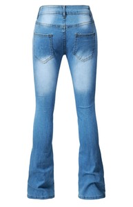 Women's Trendy Asymmetric Flared Curvy Jeans High Waisted Pull-On Slim Denim Pants in Plus Size Casual and Streetwear Style - Product Image 3