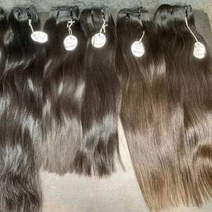 Paquets de cheveux humains brun noir de couleur naturelle 26 pouces vague profonde crépus droite tressage frontal vierge vietnamienne - Product Image 1