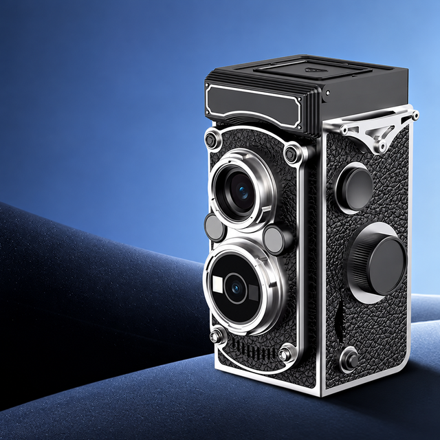 Retro TLR Digital Camera 1080P HD Twin Lens Reflex Vintage Mini Camera with Infrared Night Vision Manual Joystick for Gifts