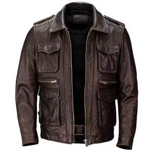 Premium Hot Trendy Nouveau style Personnalisé Original En Cuir Véritable Premium Qualité À Manches Longues Vintage Veste En Cuir Pour Hommes - Product Image 1