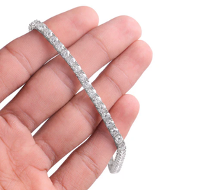 Bracelet en diamant : Argent sterling Bracelet en diamant moissanite de luxe Bracelet tennis en diamant or blanc - Product Image 3