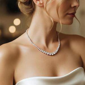 Collar de Tenis de Oro de 14 Quilates con Diamantes Grandes de 40 Quilates Cultivados en Laboratorio para Mujer, Cadenas Modernas con Claridad VVS VS, Graduación - Product Image 1