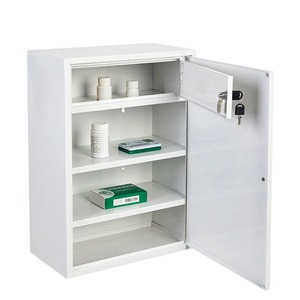 Gabinete de botiquín de primeros auxilios Gabinete de almacenamiento médico de acero resistente con estantes para suministros de emergencia en lugares de trabajo y áreas públicas - Product Image 1