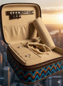 Bohemian Fashion Handcrafted Cowhide Leather <b>Jewelry</b> Case Zipper Soft Handle Animal Print Cosmetic <b>Bag</b> Multi-Function OEM/ODM - Product Image 3