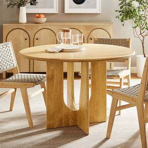 Innovative Style Pedestal Base Modern Elegance Round Shape Solid Mango Wood Commercial Home Villa Bar Restaurant <b>Dining</b> <b>Table</b> - Product Image 1