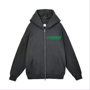 Wholesale Best Quality Full Zip Hoodie Heavyweight Custom Design Solid Colors 100%Cotton Fleece Breathable Hoodies & Sweatshirts - Product Image 3