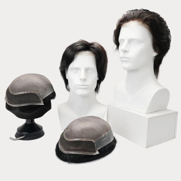Wholesale Cheap Short Hair Men Wigs Short Straight Toupee Natural Synthetic Hair Puffy Short Wigs for Men at Low Price
