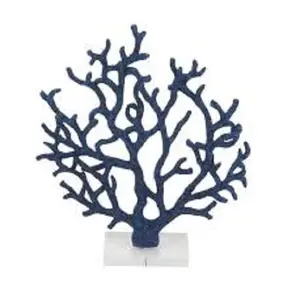 Artículos decorativos de Decoración de mesa para el hogar Escultura de color azul con base de mármol Escultura de árbol de hierro Escultura de árbol de acero inoxidable