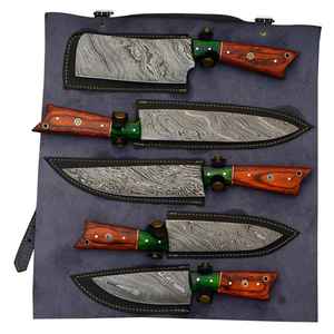 ชุดมีดเชฟเหล็กดามัสกัส8นิ้วทำด้วยมือชุดมีดเชฟเหล็กลายบิด5ชิ้น - Product Image 3