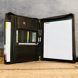 LPF-0478 Genuine Leather A4 File <b>Folder</b> Printing Stationery Organize Office Business School Customizable Logo - Product Image 1