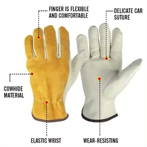 ถุงมือทำงานหนังวัวไวด์สีเขียวถุงมือเซฟตี้อุตสาหกรรมกันไฟตัดและกันความร้อน - Product Image 4