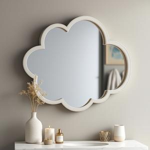 Elegant Cream Cloud Wall <b>Mirror</b>, Stylish Frame <b>for</b> Modern or Classic Interiors Perfect <b>for</b> <b>Bathroom</b> Bedroom or Living Room Decor - Product Image 1
