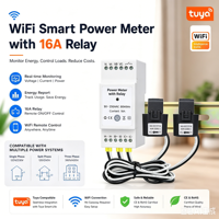 Moniteur d'énergie WiFi Tuya avec relais 16A, contrôle de charge, compteur intelligent avec pinces CT pour l'intégration de la gestion de l'énergie domestique