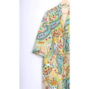 Indian Handmade Cotton Kantha Kimono for <b>Woman</b> & Man Stylish Beachwear Bathrobe Floral Design Summer Gift-Breathable Quick <b>Dry</b> - Product Image 4