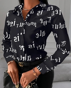 Blus Wanita Ukuran Besar Motif Leopard Musim Panas 2024, Kerah Lipat Elegan, Kancing Kasual, Lengan Panjang, Polos, Pakaian Kantor Kasual - Product Image 3