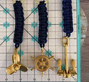 Brass Ship Wheel, Anchor, Propeller - Braided Knot Lanyard <b>Key</b> <b>Chain</b> High Quality Best Nautical Ship Wheel Handmade Decor - Product Image 2