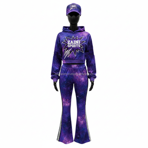 Women luxury stretch polyester tracksuit <b>galaxy</b> color fabric contrast side panels custom heat print logo Tracksuits Plus size - Product Image 6