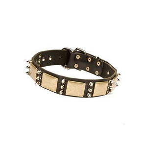 Collar de perro de cuero genuino de lujo hecho a mano, arnés de nailon para mascotas, mayorista directo para perros pequeños, medianos y grandes para correr con remaches - Product Image 5