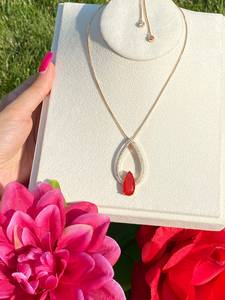 พิเศษ14K แข็งทอง IGI ได้รับการรับรองจากทับทิมธรรมชาติดูเพล็ตจี้หรูหราสวยงามสำหรับงานแต่งงานเครื่องประดับหมั้น - Product Image 5