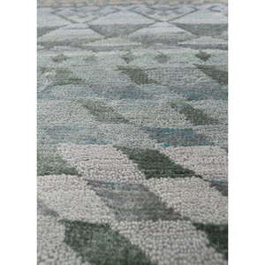 Alfombra Manchaha Azul de Lana y Seda de Bambú Anudada a Mano, 10 mm de Grosor, Patrón Geométrico Abstracto, Rectangular, para el Hogar o el Pasillo, Modelo Les-2514 - Product Image 3