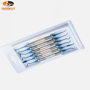 Conjunto de espátula de relleno de resina compuesta Dental de fábrica directa al por mayor escalador de sonda recubierto de titanio azul 6 uds médico de acero inoxidable - Product Image 6
