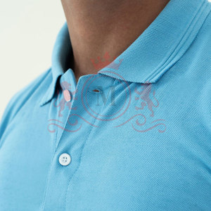 Stylish Daily Clothing Sky Blue Polo Shirt Comfortable Breathable Fabric <b>Classic</b> Fit Short Sleeve - Product Image 6