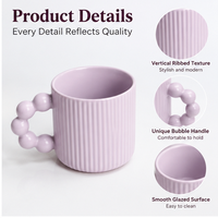 Mug à café en céramique mate de couleur unie, style nordique rétro Morandi, gobelet à lait côtelé en porcelaine pour le petit-déjeuner avec couvercle