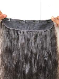 Top Produit Vente Chaude 100% Temple Indien Brut Non Transformé 28 "(100 Grammes) Clip Ondulé en Extension de Cheveux Humains Noir pour les Femmes Vendeur - Product Image 3