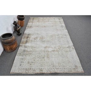 Tapis Patchwork Vintage Beige Seagrass 4ft X 8ft Handmade Turkish Large Area Rectangle pour Chambre Couloir pour Salon - Product Image 1