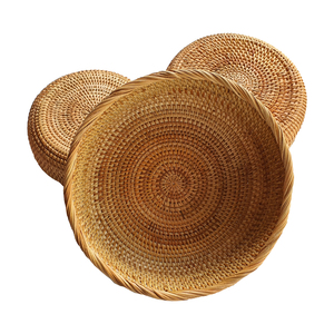Wholesale Best-selling Customized Label Rustic Woven Eco-friendly Sustainable Rattan <b>Basket</b> Food-Safe Minimalist Fruit Bowl - Product Image 4
