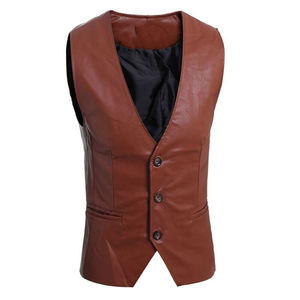 Meilleure nouveauté : Gilet en cuir pour homme, respirant, avec fermeture boutonnée et zippée, haute qualité, vêtement d'extérieur chaud pour l'hiver, vente en gros, personnalisable - Product Image 1