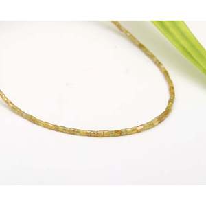 Collier tube en argent sterling 925 avec diamant jaune, bijoux fins perlés - Product Image 3