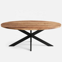 Table à manger en bois de manguier massif faite à la main |   Design industriel moderne rustique |   Pieds en U en métal noir |   Pliable |   Meubles de maison |