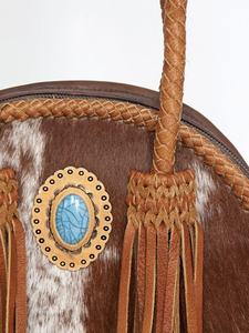 Sac fourre-tout en cuir véritable de vache, style western bohème, avec franges et pompons, couleur personnalisée, sac à main décontracté pour femmes, automne - Product Image 2