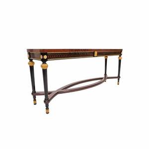 Mesa Consola Clásica de Lujo, Rectangular Larga, Madera Artesanal con Detalles Dorados, Diseño Elegante de Estilo Francés - Product Image 4