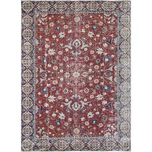 Vintage Large Area Pae-1325 Hand Knotted <b>Wool</b> Rug <b>Red</b> Orange Floral for Home Living Room Hallway Teen's Bedroom Rectangle - Product Image 1