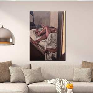 ภาพพิมพ์บนผ้าใบคู่รักที่กำลังจูบกัน - งานศิลปะติดผนังที่หรูหราและทันสมัย พร้อมกรอบสำหรับแขวน - Product Image 1